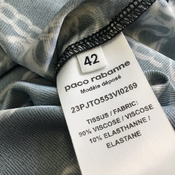 PACO RABANNE BLACK / SILVER CHAIN PRINT LONG SLEEVED STRETCH JERSEY TOP - Picture 5 of 5